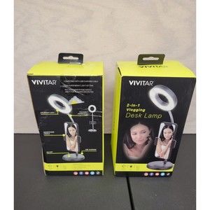 Vivitar 2 in 1 Vlogging Desk lamp LED Ring Light Adjustable Holder Lot Of 2